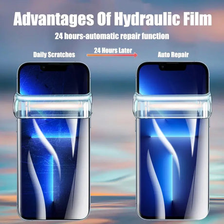 two smartphones with a water bottle on the front and a water bottle on the back