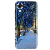 a snowy night in the city phone case