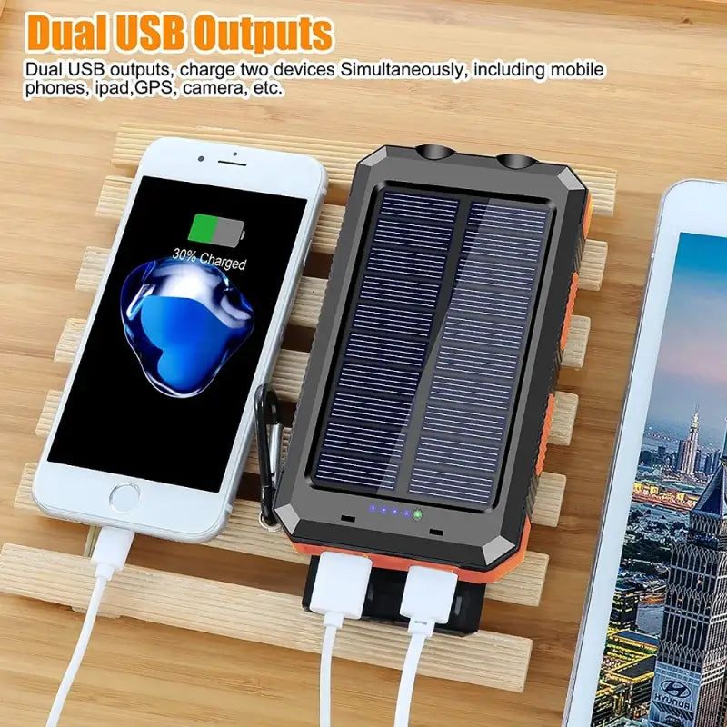 solar power bank with dual usb charging station
