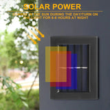 a solar powered light on a wall