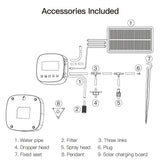Solar-powered irrigation system components.