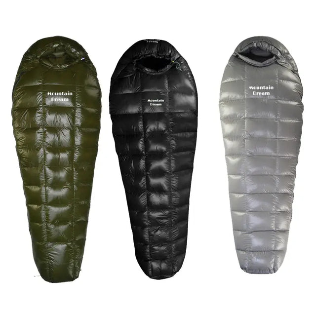 three different sleeping bags
