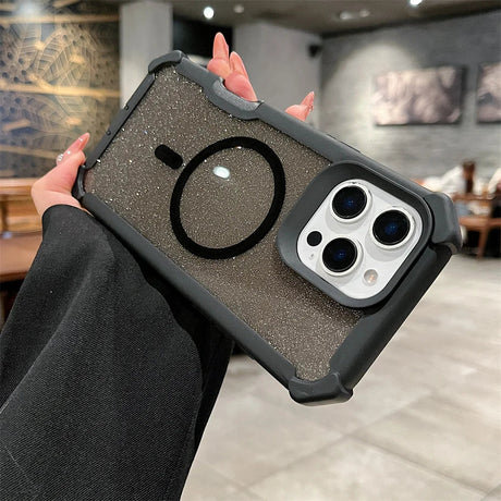 Sparkly black phone case with MagSafe.