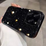Sparkly black phone case with a camera cutout.
