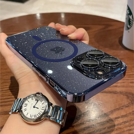 Sparkly blue iPhone case.