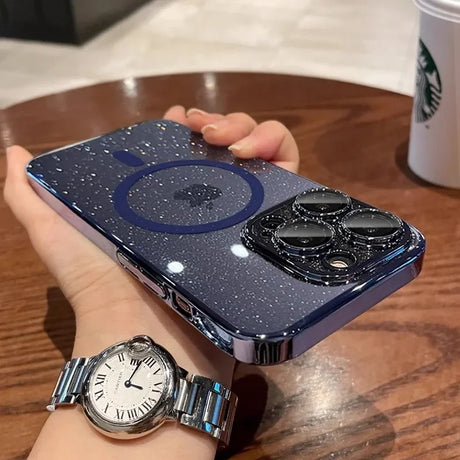 Sparkly blue iPhone case.