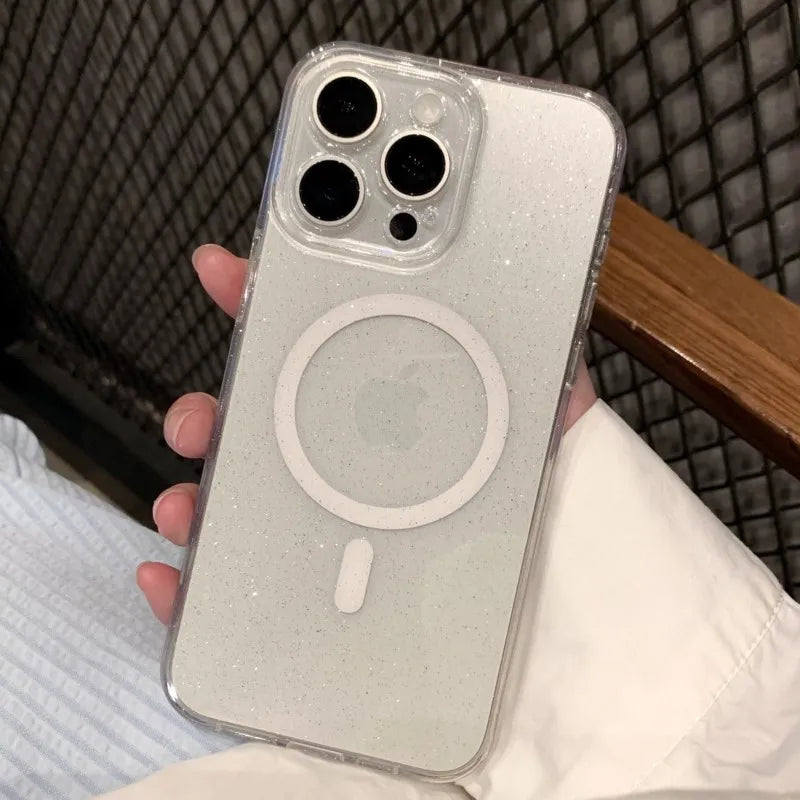 Sparkly clear iPhone case with MagSafe.