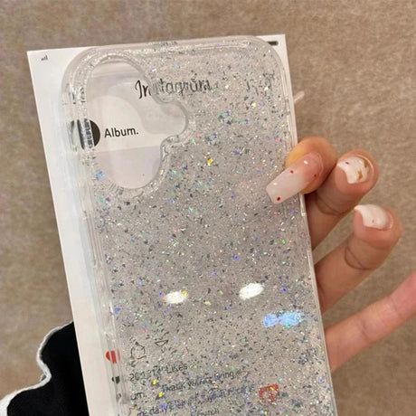 Sparkly clear phone case.