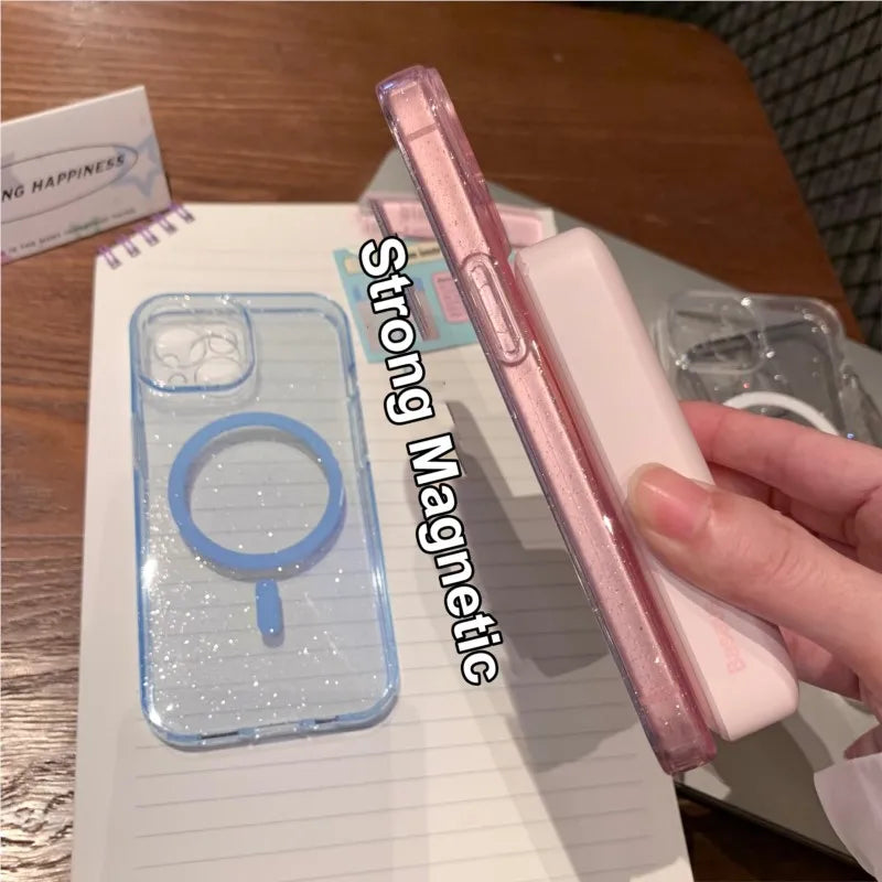 Sparkly magnetic phone cases.