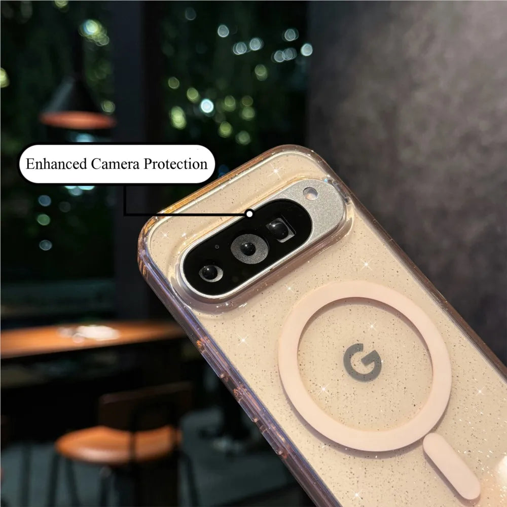 Sparkly phone case with camera protection.