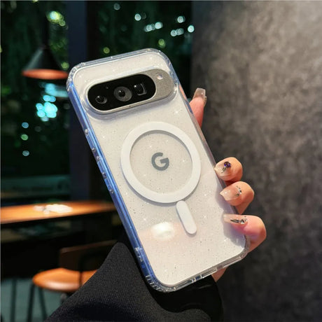 Sparkly phone case with magnetic ring.