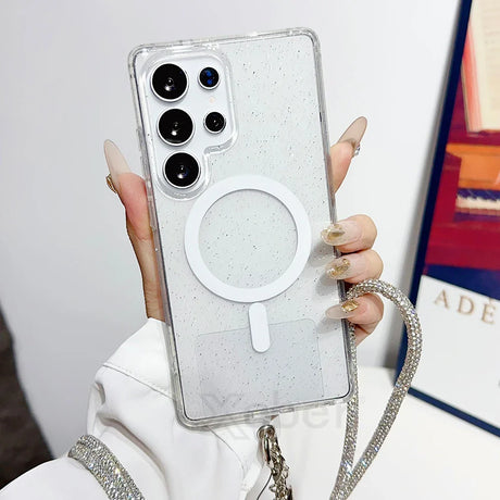 Sparkly phone case with MagSafe ring.