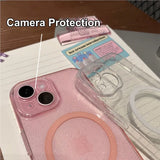 Sparkly pink phone case.