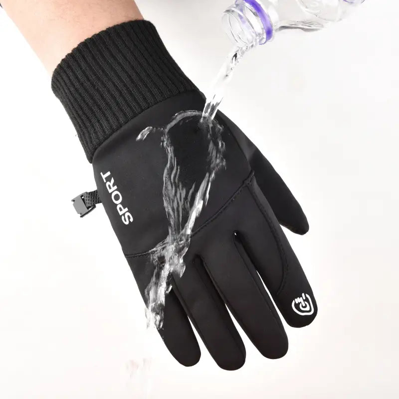 a person wearing a pair of gloves and gloves