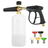 a spray gun with a spray bottle and four different colors