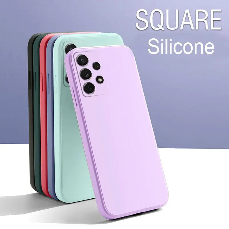 the square iphone case is shown in three colors