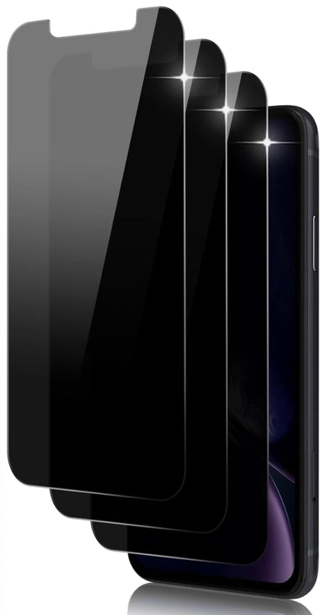 Stack of smartphone screen protectors with a glossy black finish.