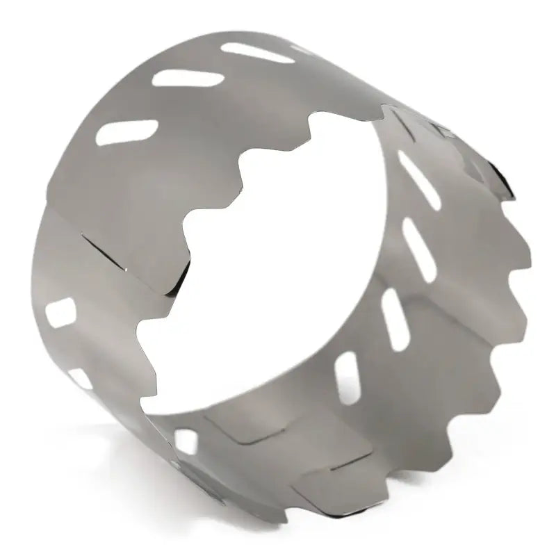 a stainless bracelet with a circular cut out design