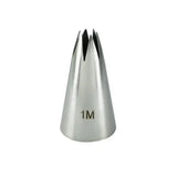 a stainless cone with the letter m on it