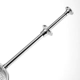 a stainless steel shower head with a metal shower head