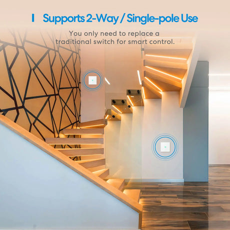 a staircase with a light on it and the words, support 2 - way single use