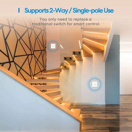 a staircase with a light on it and the words, support 2 - way single use