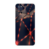 a close up of a cell phone case with a red light