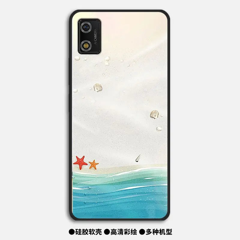 a starfish on the beach phone case