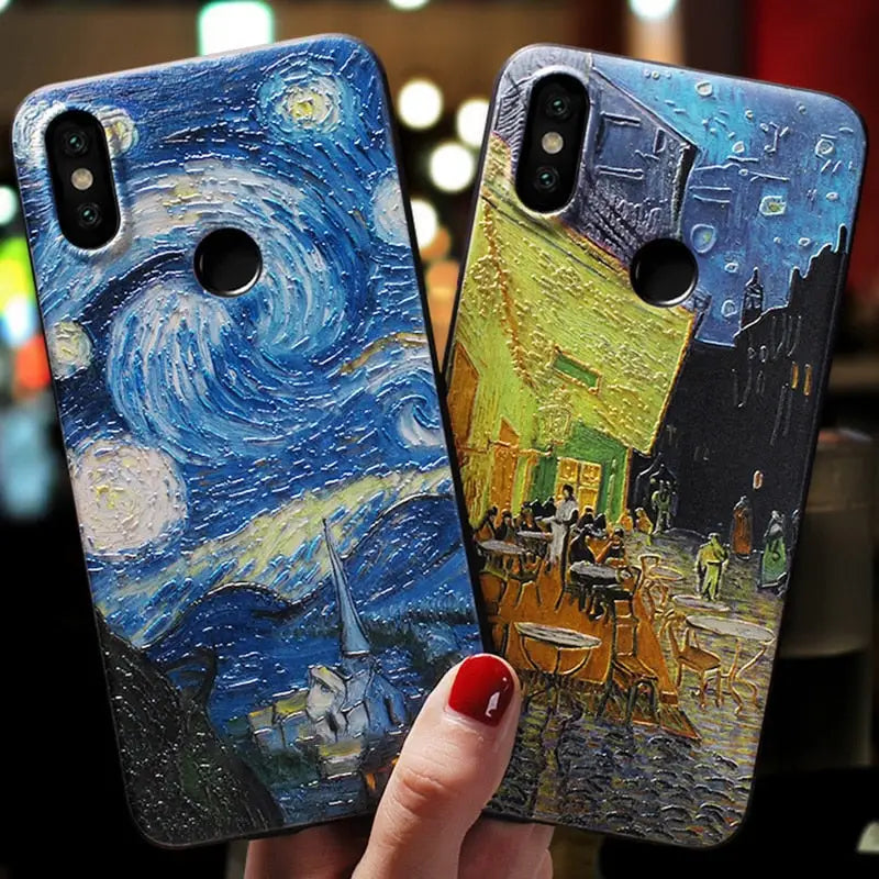 starry night painting phone case for iphone