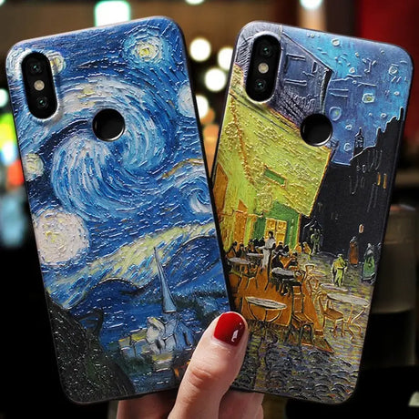 starry night painting phone case for iphone