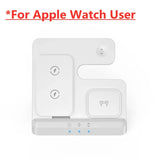 Charging station for Apple Watch and other Apple devices with multiple docking areas.