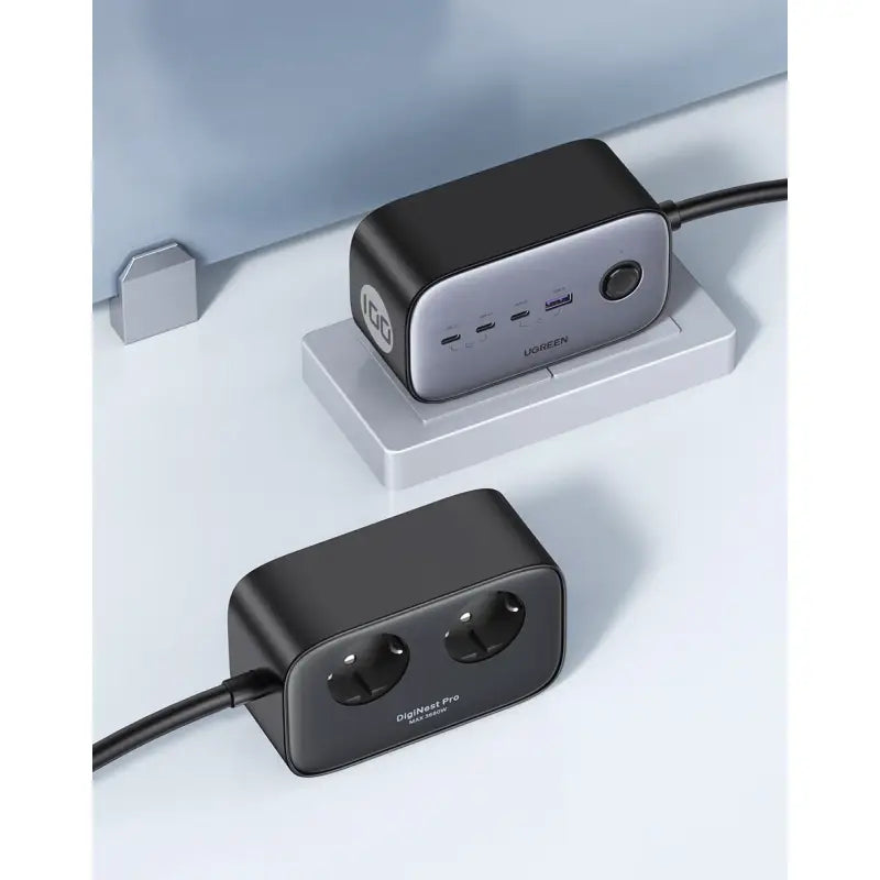 The charging station is attached to a wall