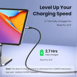 the charging station is shown with the charging cable attached to the ipad