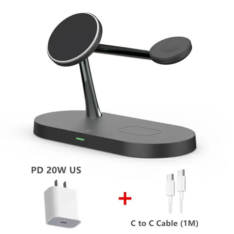 The charging station with a usb cable and a usb cable