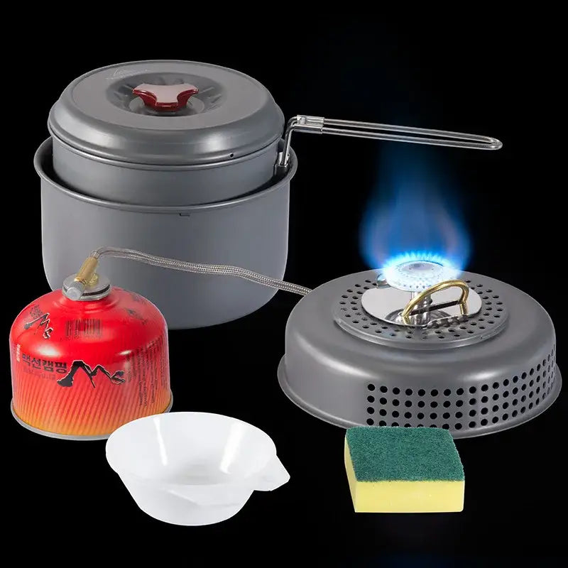 a stove with a gas and a pot