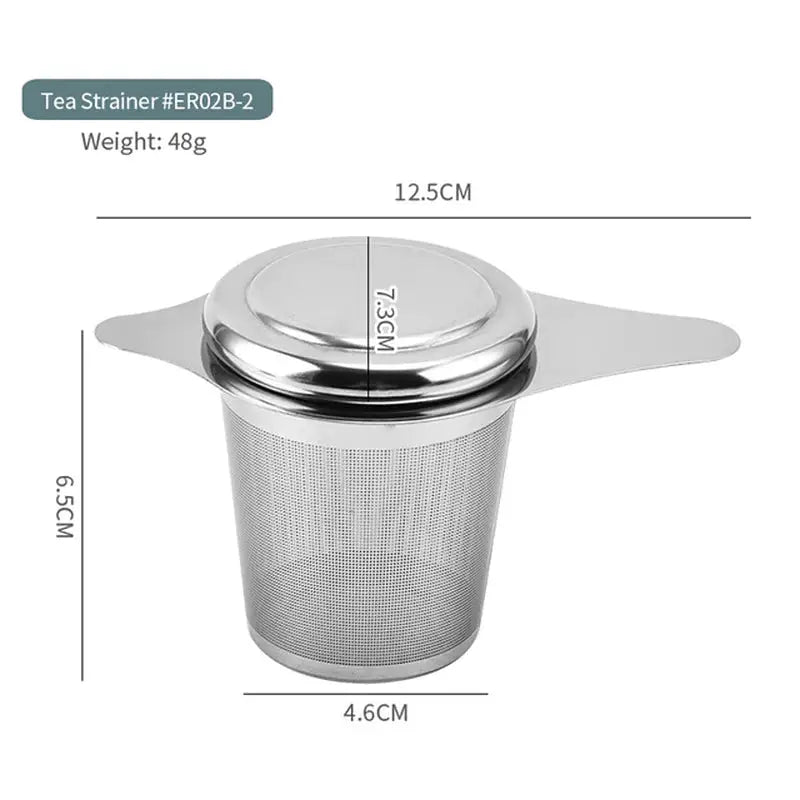 a close up of a tea strainer with measurements