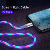 a usb cable with a glowing blue and pink glow