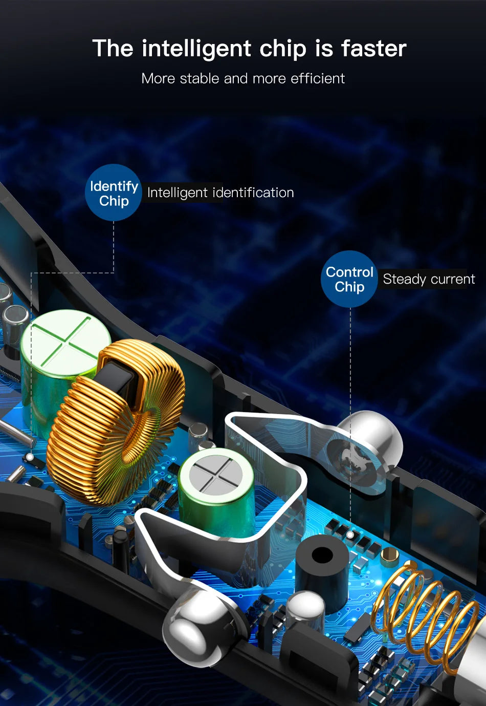 Stylized 3D rendering of computer chips and electronic components on a circuit board.