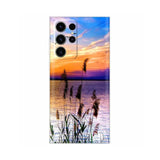 a phone case with a sunset view