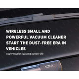 a car with the words wireless and powerful vacuum cleaner