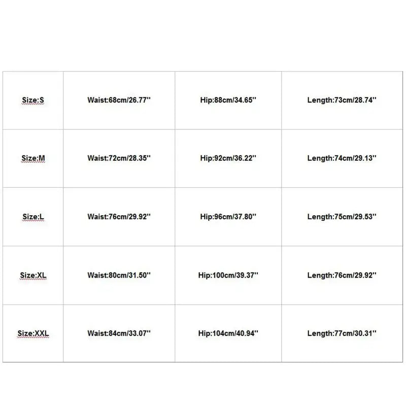 a table with a number of different sizes