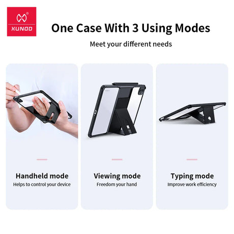 Tablet case with multiple viewing modes.