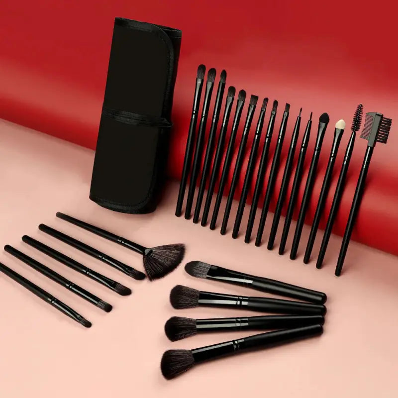 a set of makeup brushes and a case