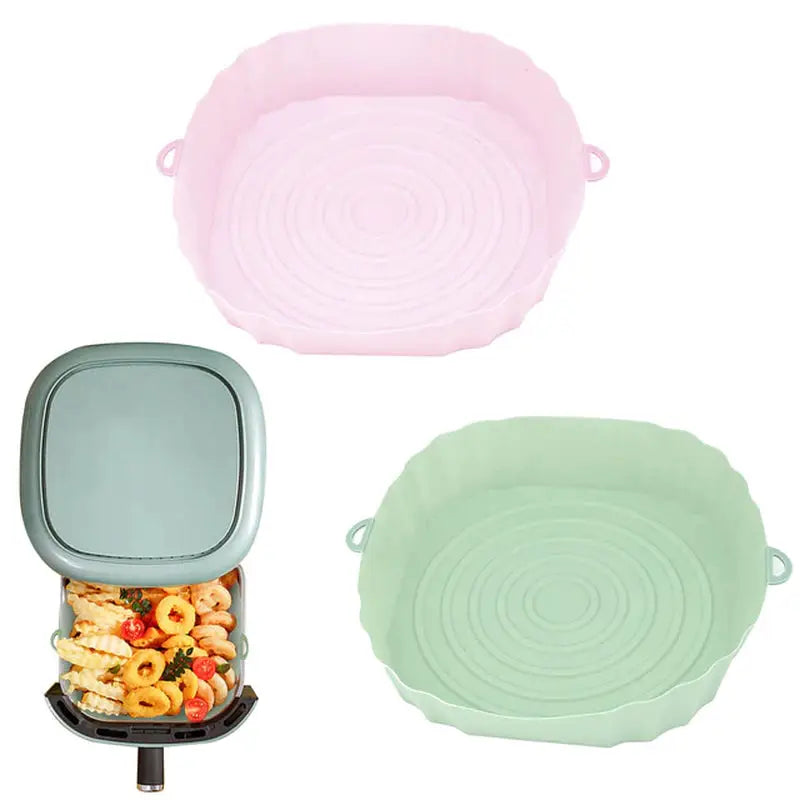 three different colored plastic bowls with lids