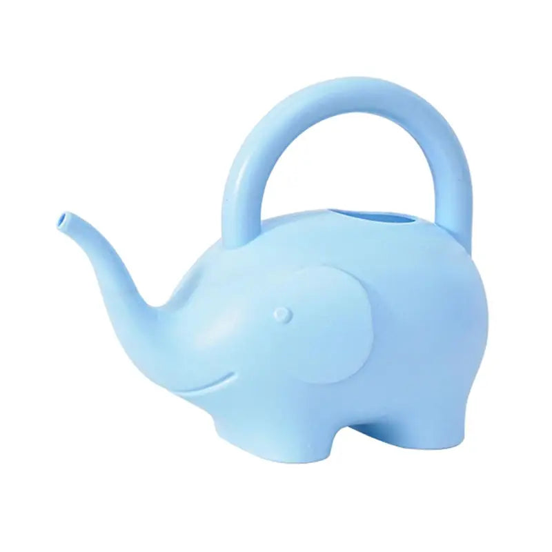 a blue elephant shaped teapot with a handle