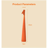 a tall orange cone with the measurements of the cone