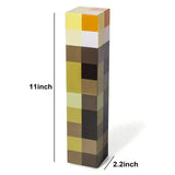 a tall wooden block with a yellow and brown block
