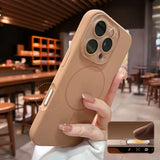 Tan iPhone case with MagSafe.
