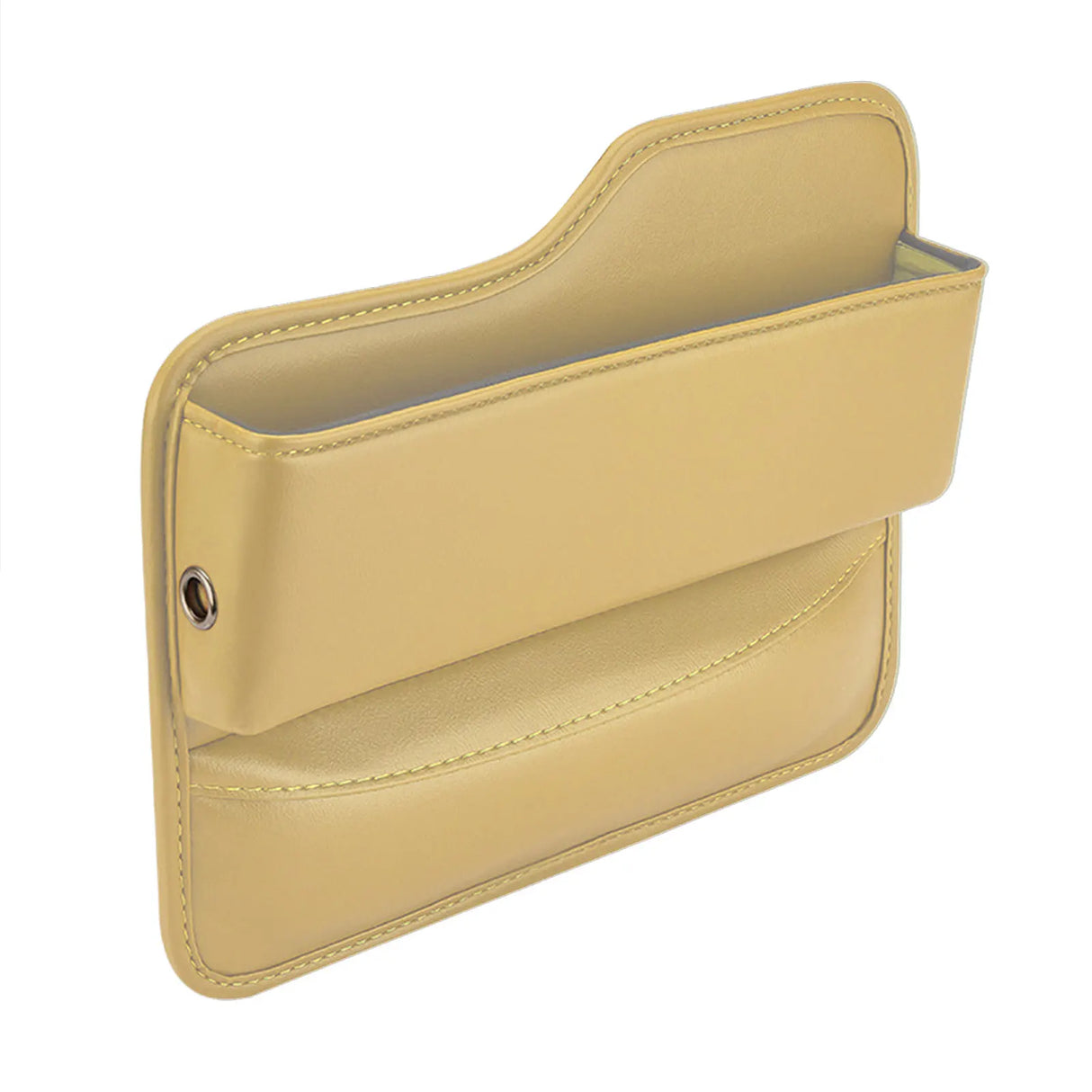 a tan leather card case with a card slot