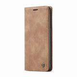 the back of a tan leather iphone case